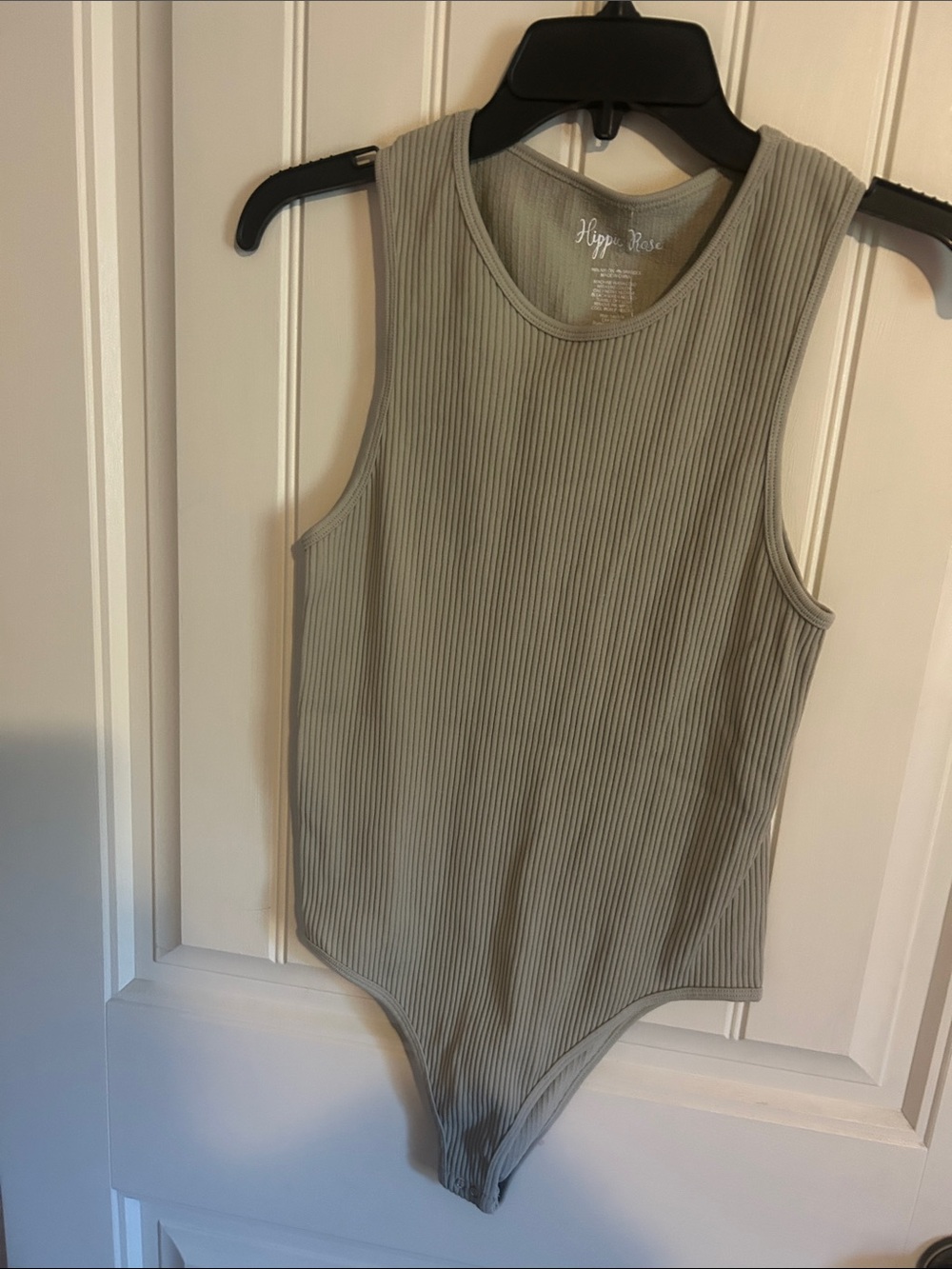 Hippie Rose Ribbed Tank One-Piece Bodysuit in Sage Green